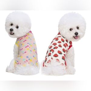 Miaododo 2 Pack Pet Strawberry & Cherry Print Recovery Onesie Suits Size Small
